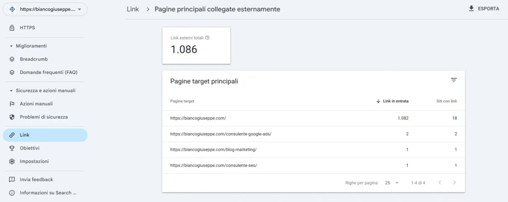 Verifica di Penalizzazione Google: Scopri se il Tuo Sito è Stato Penalizzato! analisi-backlink-search-console